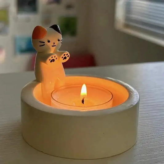 🌟 ¡Ilumina tu hogar con nuestro adorable y encantador portavelas de gatito! 🐱🕯️