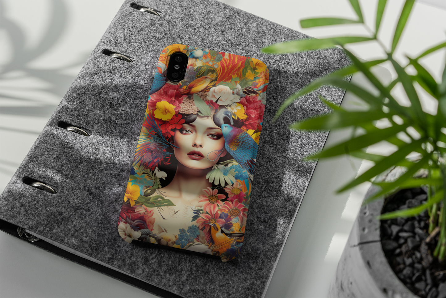 🌳🌸 ¡Embellece tu teléfono con nuestra funda de diseño de mujer entre flores! 📱🌸