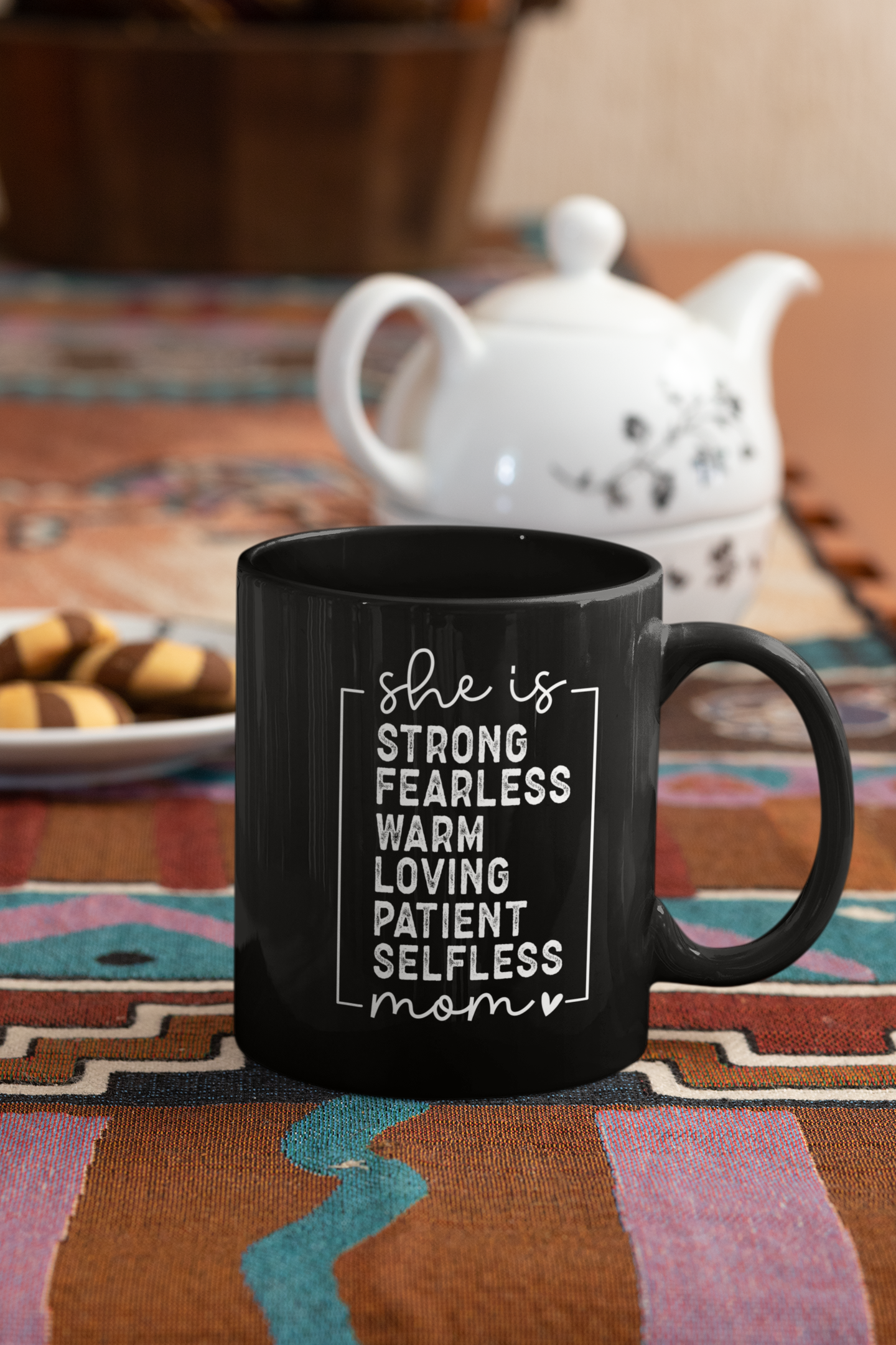 "¡Despierta tu fuerza interior con nuestra taza 'She Strong, Fearless, Warm, Loving'!"